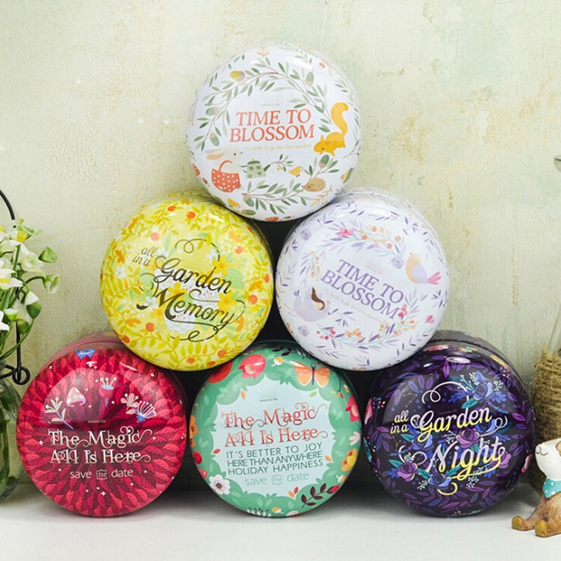Multifunction Round Tea Caddies Metal Tea Box With Lid Tea Jar Mini Storage Boxes Caddy Coffee Powder Cans