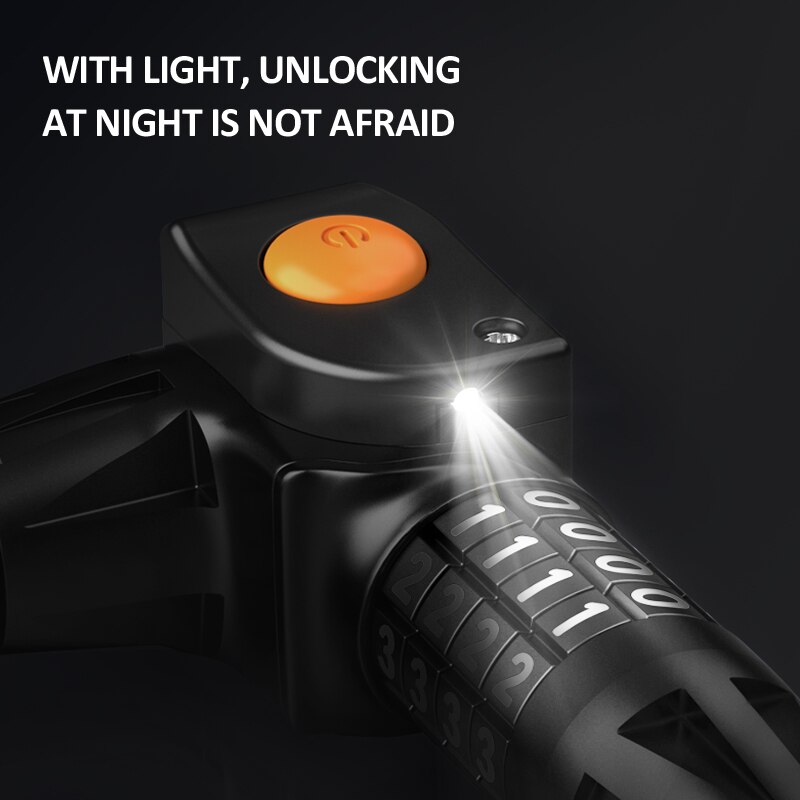 Xunting Bike Lock with Light Combination Keys Anti-theft Mountain Bike Lock General Bicycle Steel Cable Lock LED Luminous Locks