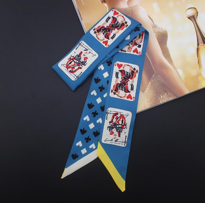 Spillekort udskrive smal tørklæde silke choker dame pandebånd taske hårbånd bånd tørklæder detail: C105-1