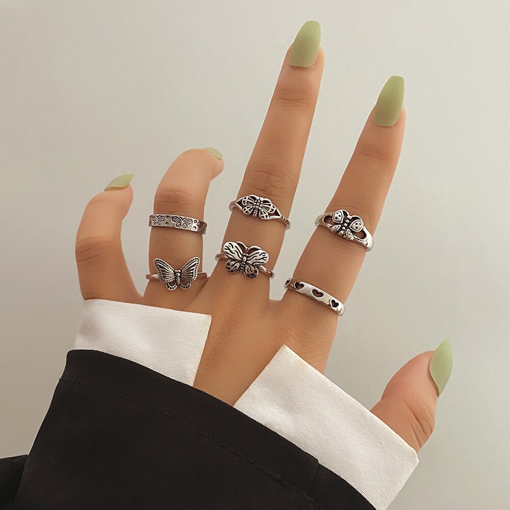FNIO Retro Spider Snake Skeleton Ring Japanese Style Men&#39;s Halloween Ring Hip Hop Rock Jewelry: FN33914335