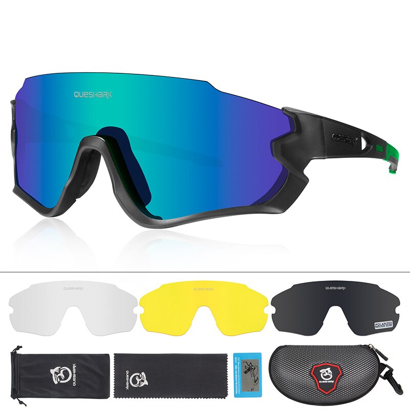 QUESHARK QE45 Fietsen Brillen Fiets Glassess voor Mannen Vrouwen Gepolariseerde Fietsen Goggles UV400 4 Lens Voor MTB Road fiets