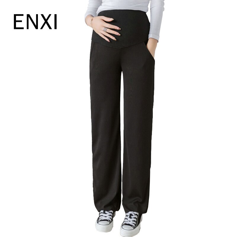 ENXI Solid Color Maternity Trousers Pregnancy Clothes Regular Pants Summer Women Pants For Pregnant Women Maternity Clothing