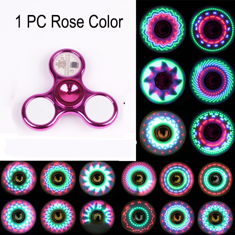 Luminous Fidget Spinner LED Light Up Changeable Hand Spinners Adult Glowing Spiner Stress Relief Toys For Kids: Rose