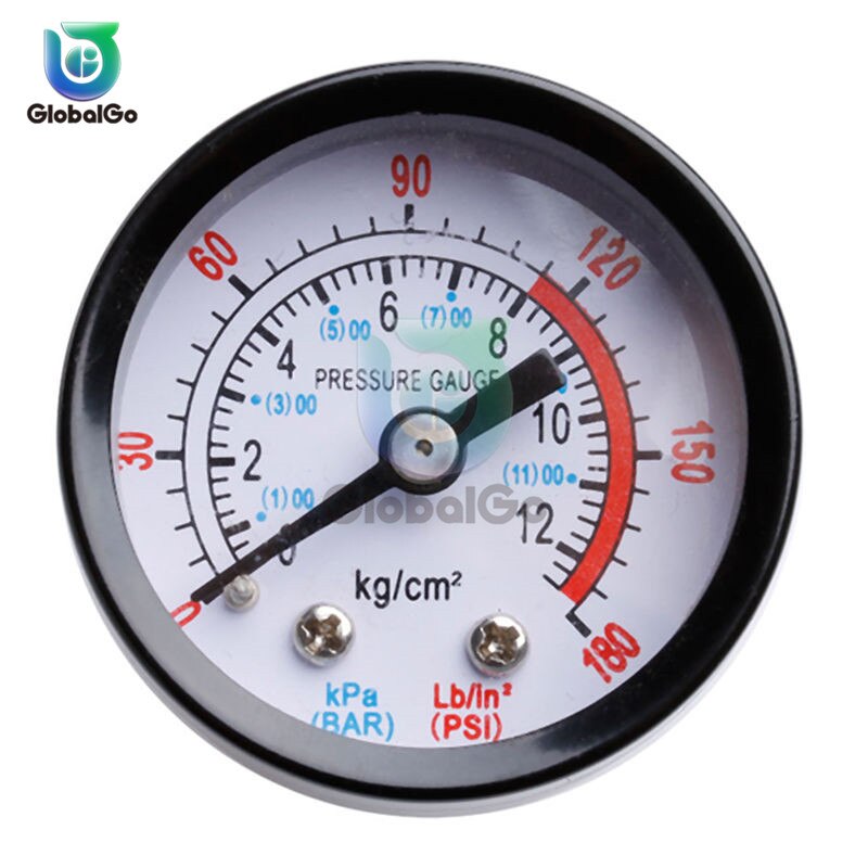 Luftkompressor pneumatisk hydraulisk væsketrykmåler 0-12 bar  / 0-180 psi 1/4 bsp 8/4 bsp trykmåler manometer