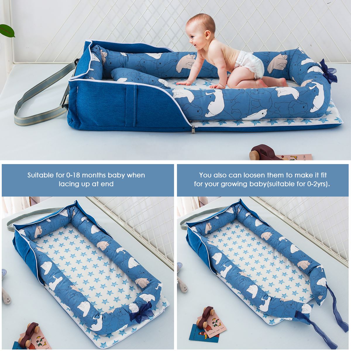 Baby liggestol sammenfoldelig bærbar babynest seng til drenge piger rejseseng spædbarn bomuld vugge vugge baby nyfødt seng rejse soveværelse