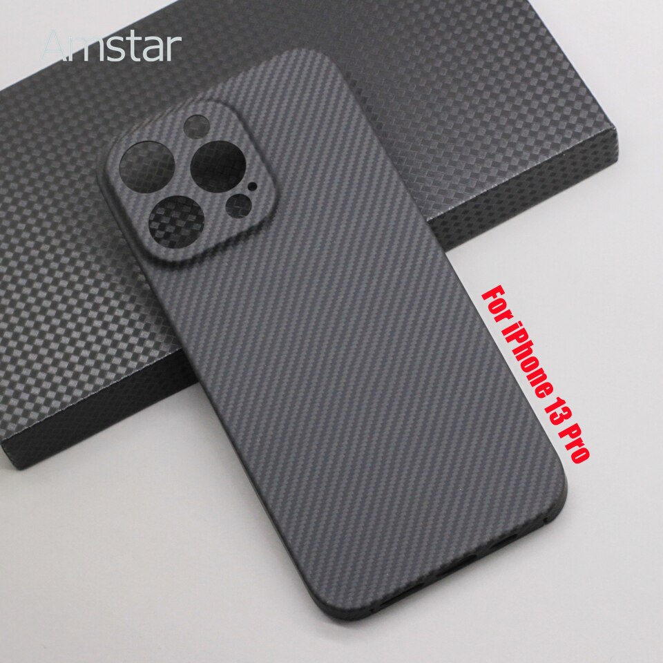 Amstar – coque de Protection d'objectif en Fiber de carbone Pure 600D pour iPhone 13 Pro Max, étui en Fiber aramide Ultra-fin de