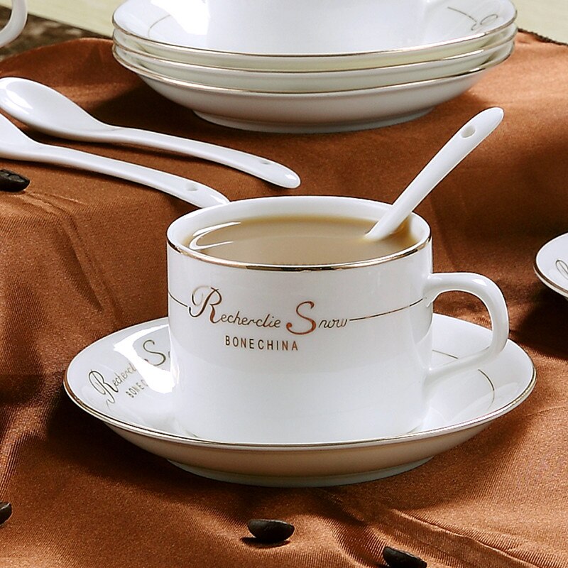 Mini Wit Keramische Kopje Thee Set Met Lepel Cappuccino Herbruikbare Koffie Mok Afternoon Tea Koffie Kopjes Kopjes En Schoteltjes AF50BD