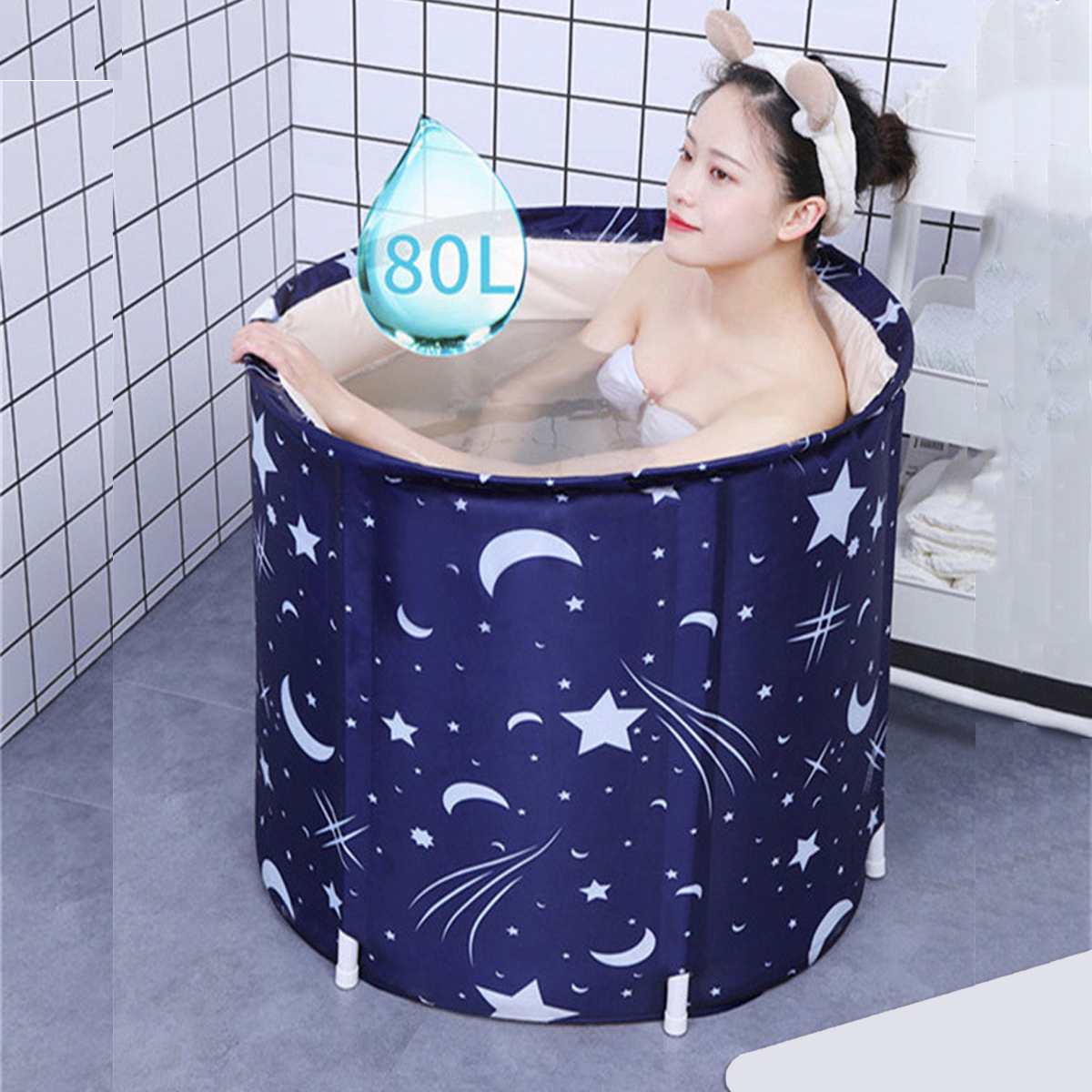 120-150l banheira dobrável casa portátil engrossado adulto inflável banheira de banho casa único spa massagem piscina balde de banho plástico