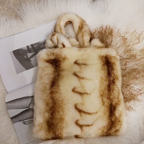 Winter Mode Schoudertas Vrouwelijke Tas Ketting Grote Pluche Winter Handtas Messenger Bag Zachte Warme Bont Tas: 1