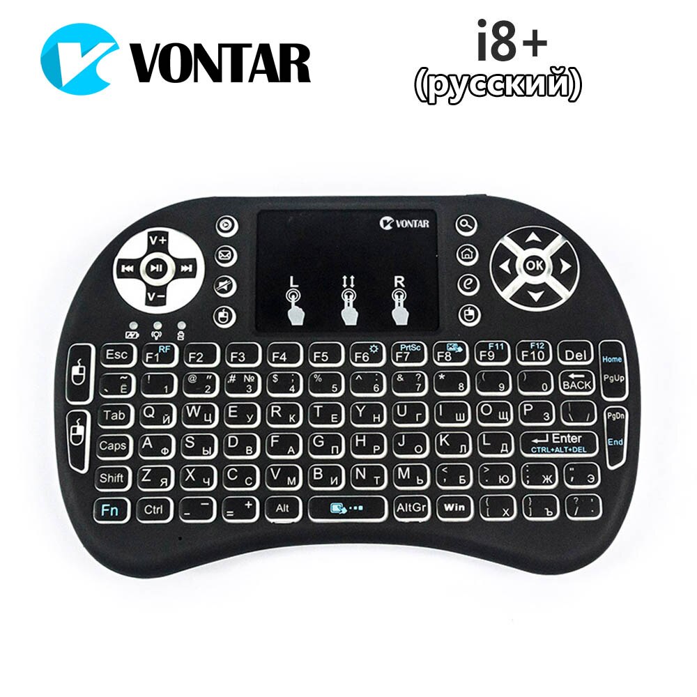 Vontar Backlight I8 Engels Russisch Spaans 2.4 Ghz Wireless Keyboard Air Mouse Touchpad Backlit Voor Android Tv Box Mini Pc