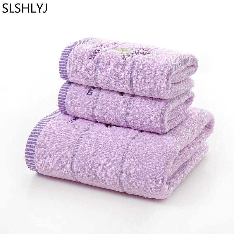 2 Stks/set 100% Katoen Lavendel Handdoek Set Een Stuk 70*140Cm Badhanddoek Een Stukken 34*75cm Gezicht Handdoeken Cadeau Handdoek Badkamer Set