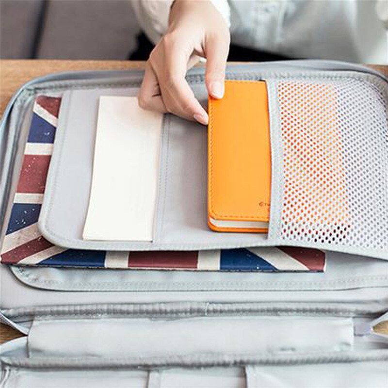 Waterproof Passport Document Bag Travel Organizer Papers Storage Pouch Credential Bag File Pocket with Separator Computers