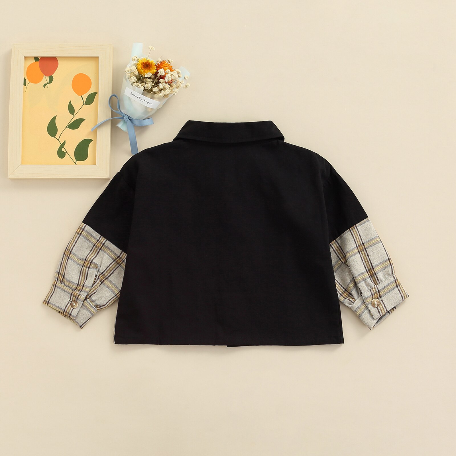 Camisa con botones para niños y niñas, Blusa de manga larga a cuadros de retazos, Top de 0 a 24 meses, para primavera y otoño