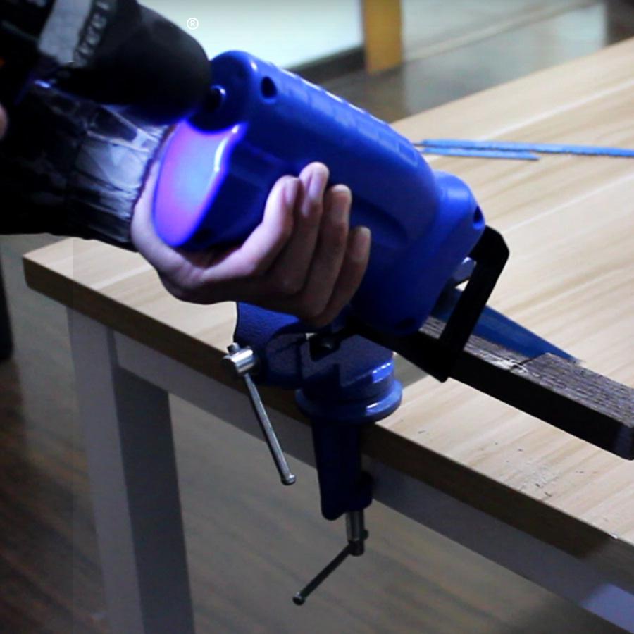 Reciprocating Saw Convert Adapter Metal Cutting Wood Tool Electric Drill Attachment with 3 Blades for Cordless Power Drill