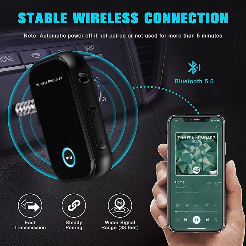 3.5mm Jack Audio Bluetooth 5.0 Receiver For Earphone Wireless Adapter Bluetooth Aux Audio Music Transfer For Headphone