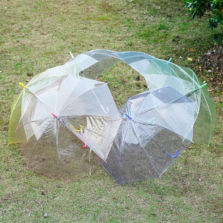 Klar transparent Regen Regenschirm PVC Regen Kuppel blasiert Regen Sonne Schatten Hochzeit Regenschirme Lange Griff Gerade Stock Regenschirm