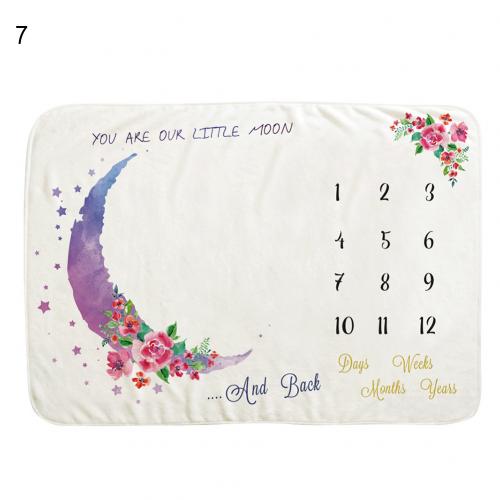 Maan bloemenprint flanel baby maandelijkse mijlpaal deken foto prop achtergrond ademende zachte fotografie accessoires: 7