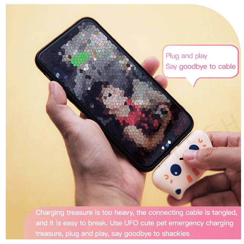 Mini Power Bank Cute Cat USB Portable External Battery Case Charger with LED Night Light for iPhone Powerbank