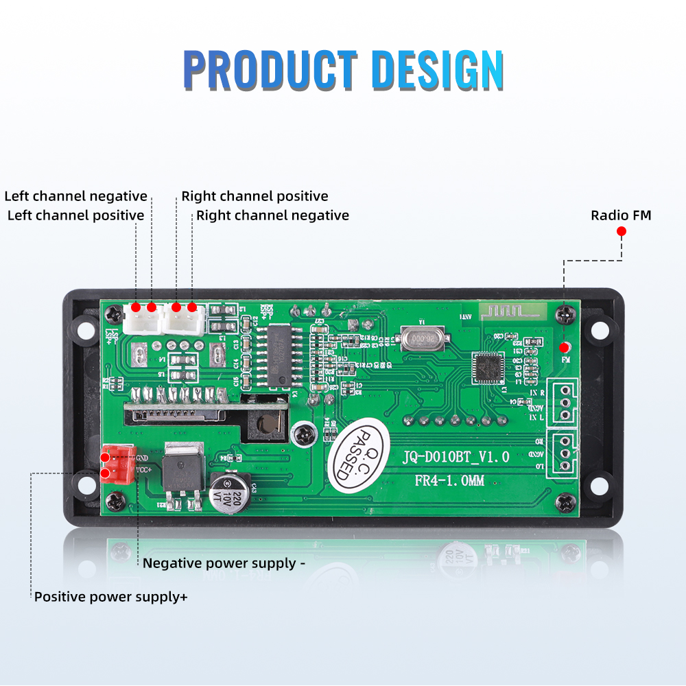 2*25W 50W Wzmacniacz 12V Odtwarzacz MP3 Dekoder Bluetooth 5.0 Samochodowy moduł radia FM TF USB AUX Odtwarzacz WMA Dekoder Zestaw głośnomówiący