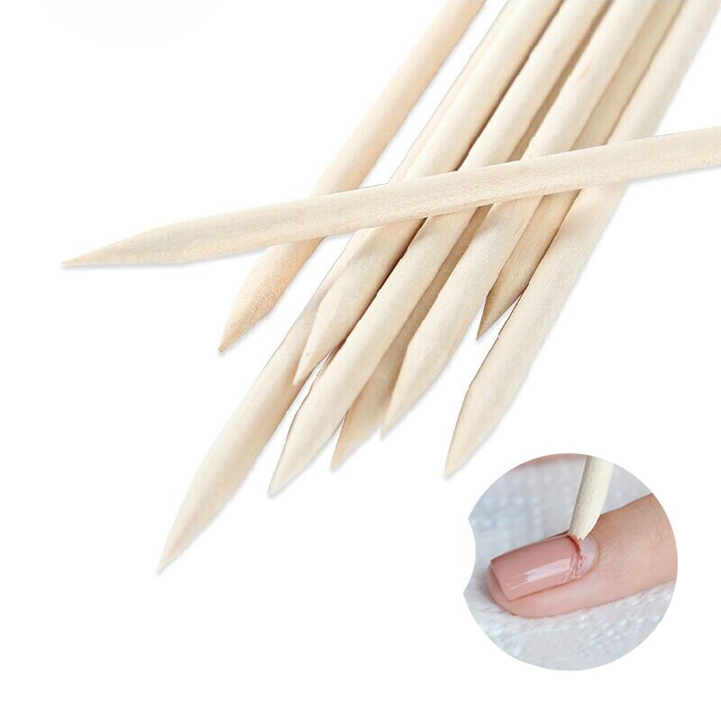 100 sztuk/paczka drewniane robić paznokci w sztyfcie, profesjonalny lakier robić paznokci robić manicure, Pedicure, odpychacz robić skórek zmywacz, paznokci kryształ górski rozsianych długopis narzędzia