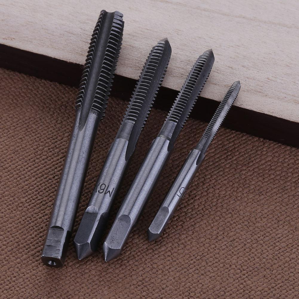6Pcs Metric Thread Tap Drill Machine Screw Thread Plug Tap Drill Set Hand Tools M3 M4 M5 M6 M8 With Adjustable T-type Wrench