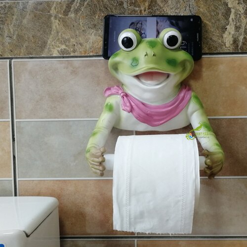 Harpiks frø toiletpapir holder vægmonteret gratis perforeret badeværelse sømløs toiletpapir kasse bøjle hjem dekoration: B
