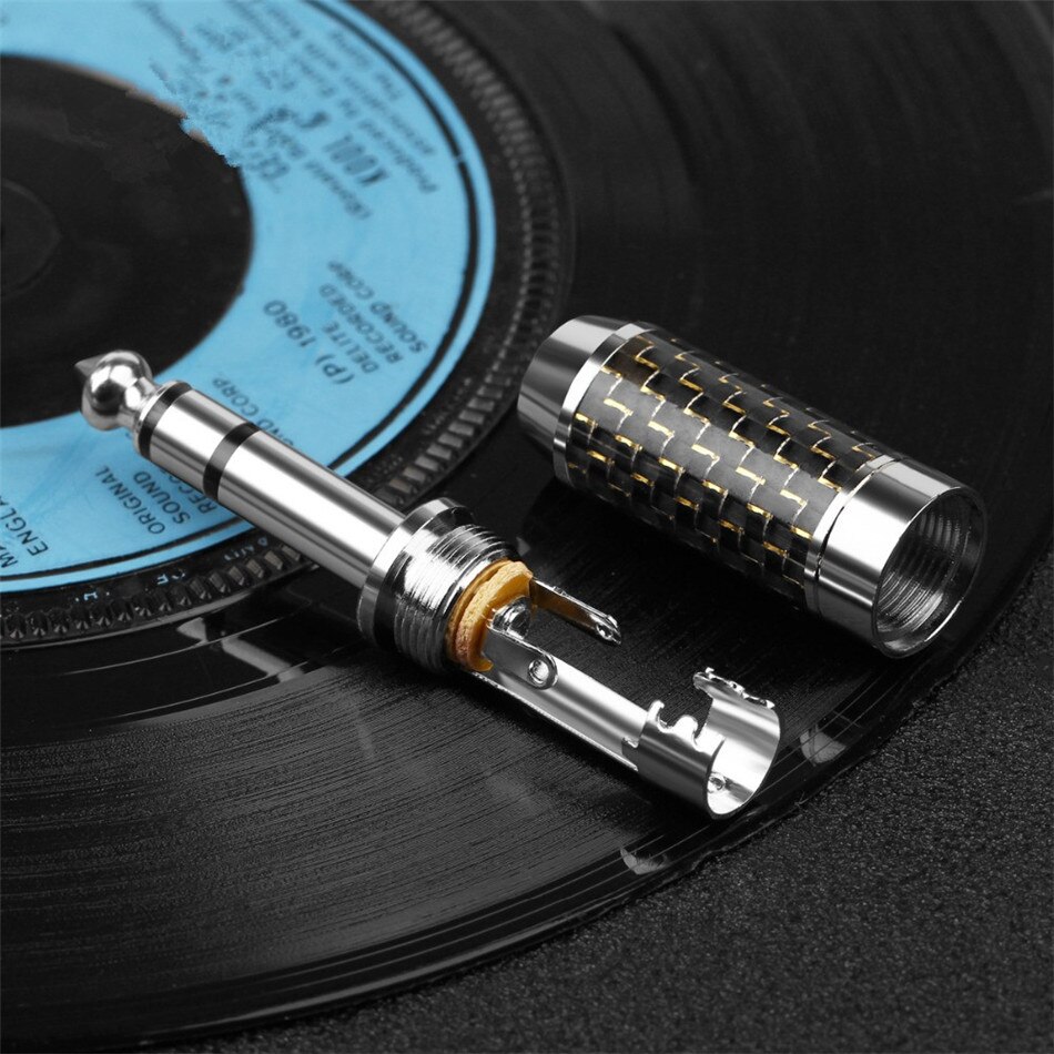 Conector Jack de 6,35mm, conector de 1/4 ", 3 polos, 6,35mm, 6,5mm, conectores de altavoz estéreo de mm, chapado en rodio para mezclador de micrófono para Cable de guitarra TRS