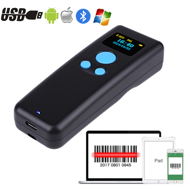 Holyhah Mini Barcode Scanner USB Verdrahtete Bluetooth kabellos 1D 2D QR PDF417 Bar Code Leser Für iPad iPhone Android Tablette PC