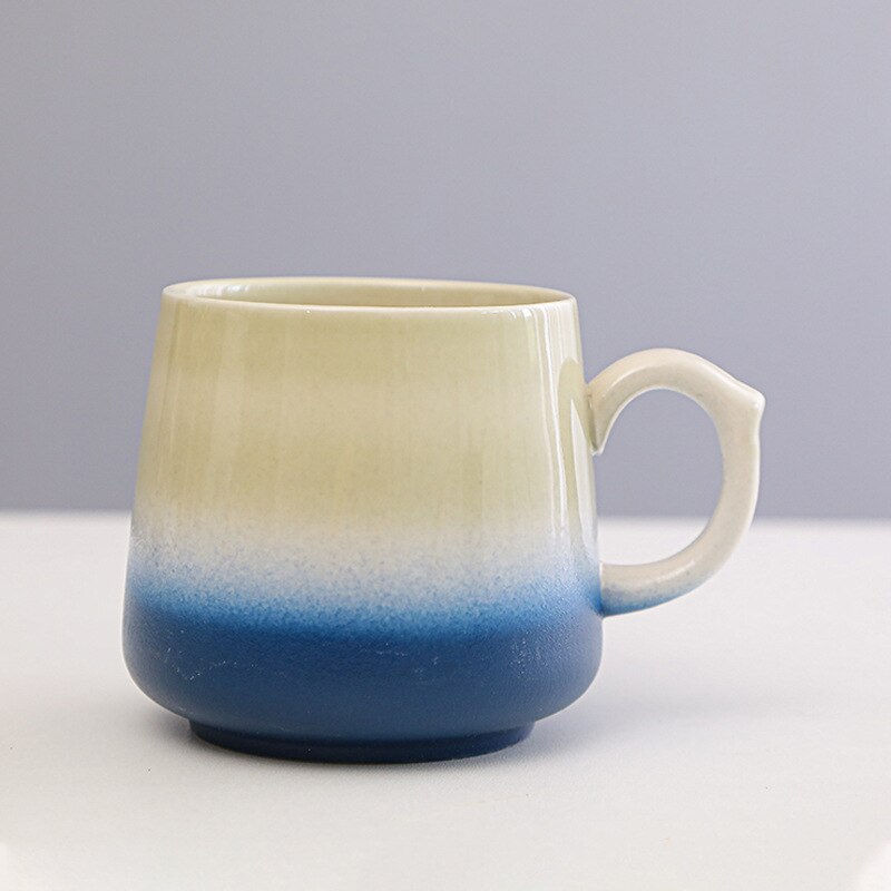 Vintage Multicolor Kiln Fambe Ceramic Teacup Japanese Style Retro Handmade Tea Cup Temmoku Glaze TeaSet Home Tea Bowl Master Cup: E6-350ml