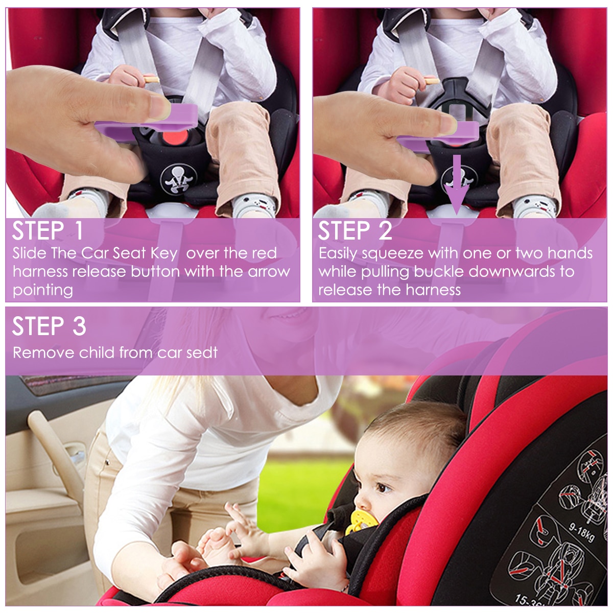 Car Seat Key Baby Seat Safe Key Unbuckle With Keychain Seat For Kids Universal