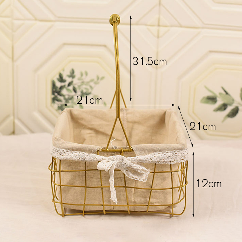 Goldene Korb Tragbare Metall Rattan Picknick Korb Hause Blume Anordnung Strauß retro Hochzeit Kranz Dekoration Lagerung Korb: 4