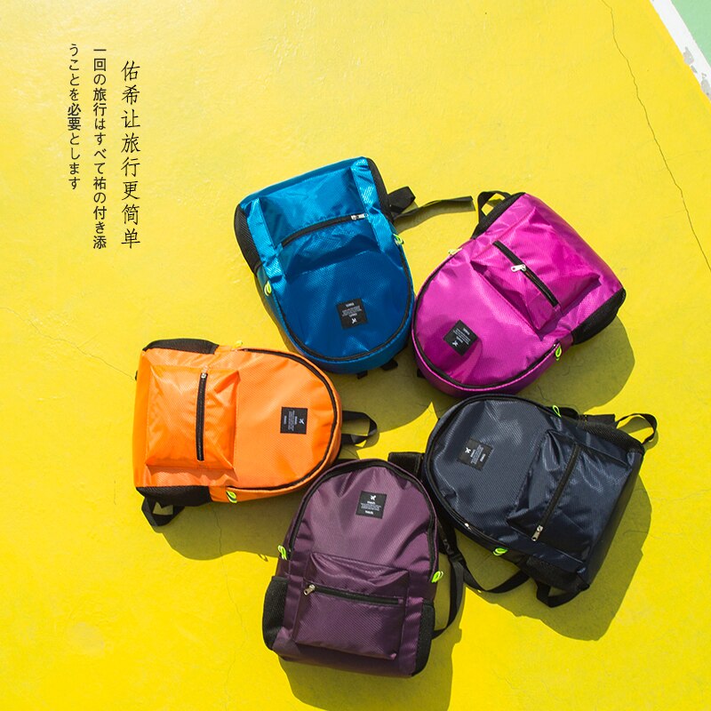 Neue 5 Farben Frauen Männer Falten Rucksack Wasserdichte Nylon Damen Hand Rucksäcke lässig Reisetasche Schule Taschen