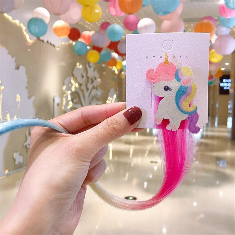 1pc meisjes regenboog wolk eenhoorn pruik haarspeldjes voor meisjes haar houder kinder haarspeldjes haarelastiekjes meisjes haaraccessoires: Paard