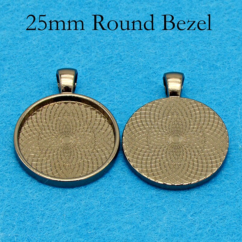 50 pcs - 25mm Round Pendant Tray, 25mm Cameo Setting, Round Pendant Bezel, 1 INch Pendant Blank Cabochon Setting: Gun Metal