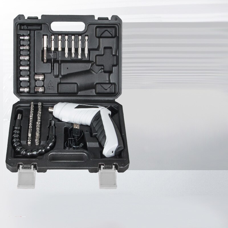 3.6V lithium-ion Battery Cordless Screwdriver Electric Drill Hole Electrical Screwdriver Hand Driver Wrench Power Tools: Grey 47pcs