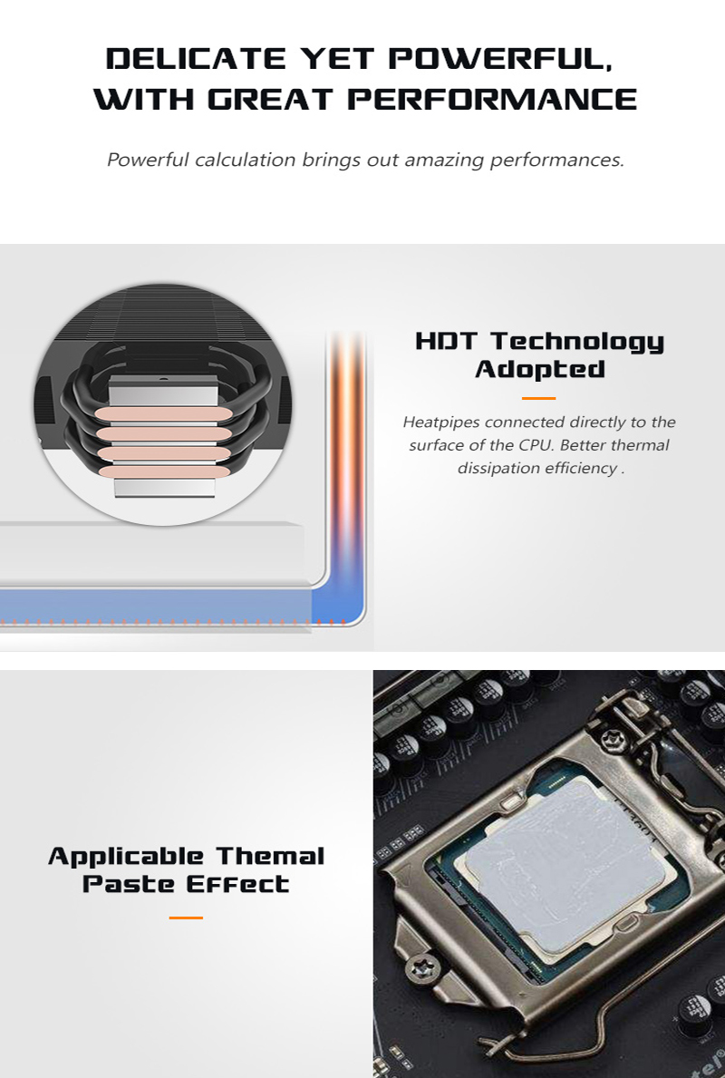 Aigo 120mm 4- stifts cpu-fläkt cpu-kylare 4 värmerör cpu-kylare radiator för amd intel 775/115/am3/am4 blå ledd tyst cpu-fläkt