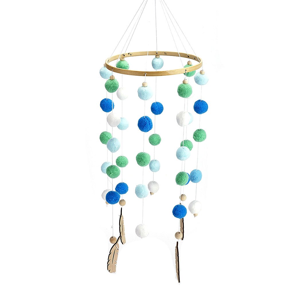 Handmade Durable Nursery Beautiful Bed Hanging Wooden Decoration Kids Room Felt Ball Photo Props Baby Wind Chimes Craft: B