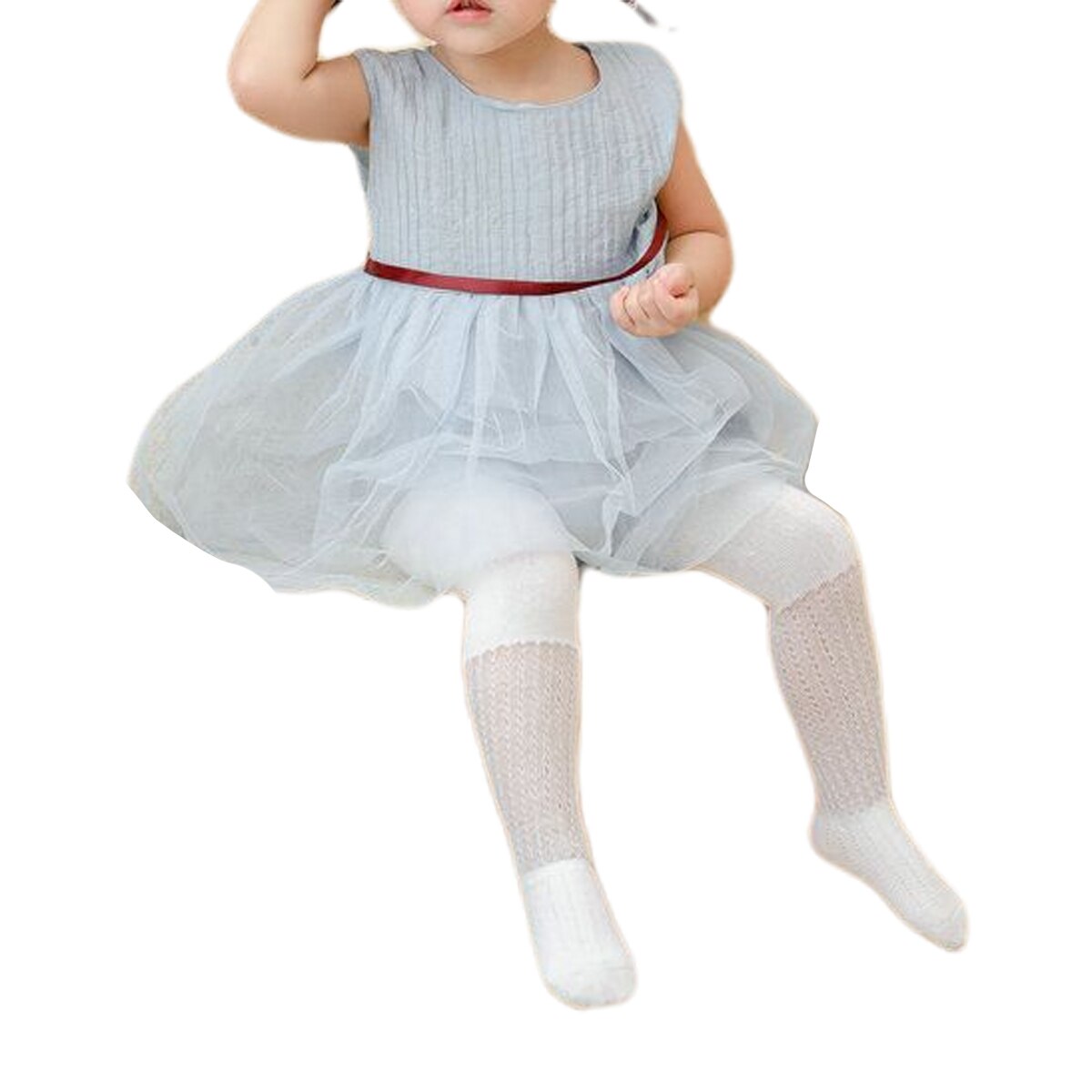 Simple bébé filles couleur unie Leggings été bébé Anti-moustique respirant maille une pièce collants