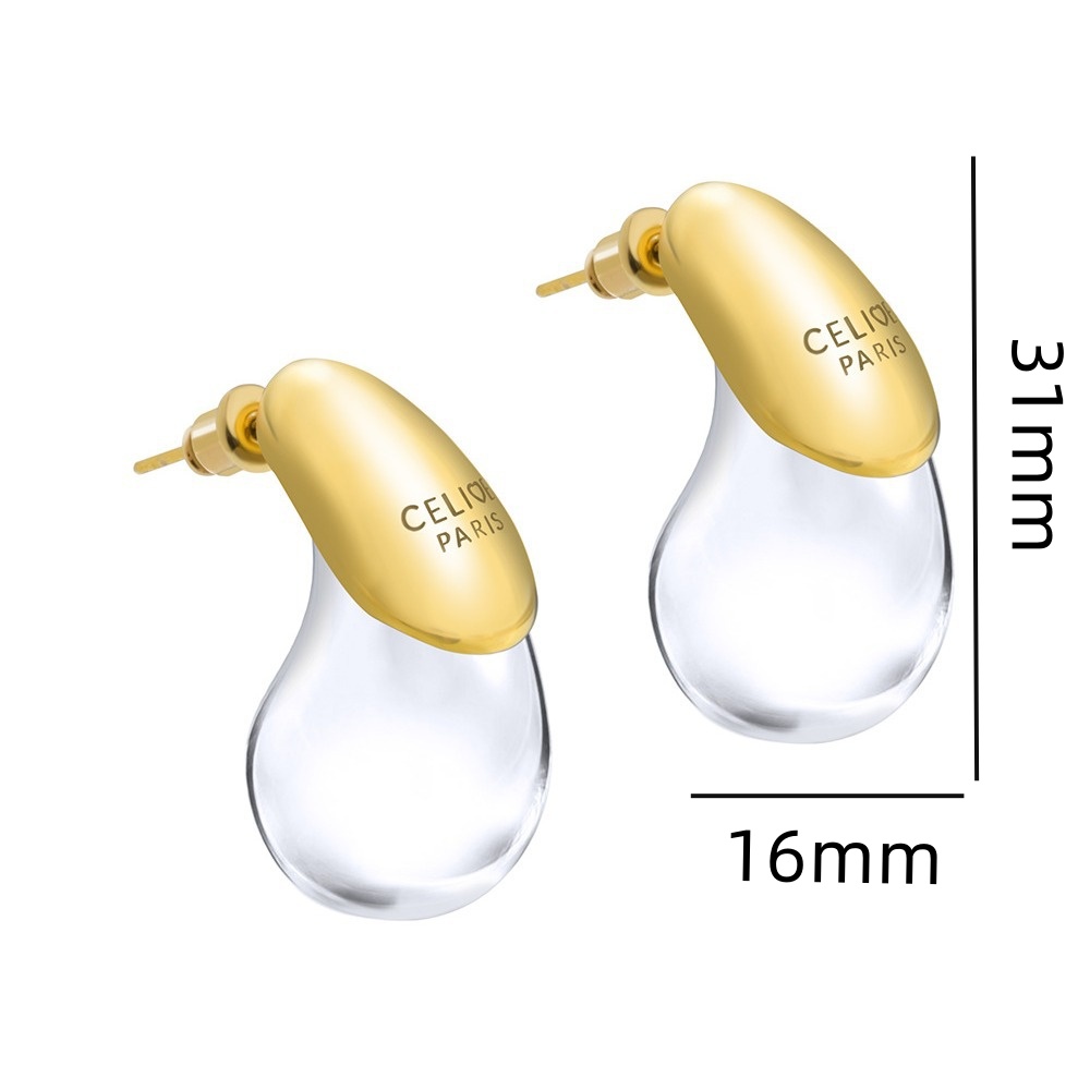 Boucles d'oreilles goutte d'eau transparentes pour femmes, plaquées or, élégantes, modernes, de , bijoux de fête,