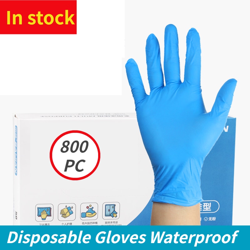 4 #800/2Pc Blauwe Wegwerphandschoenen Latex Nitril Rubber Antislip Handschoenen Universal Keuken Tuin Handschoenen beschermende Apparatuur