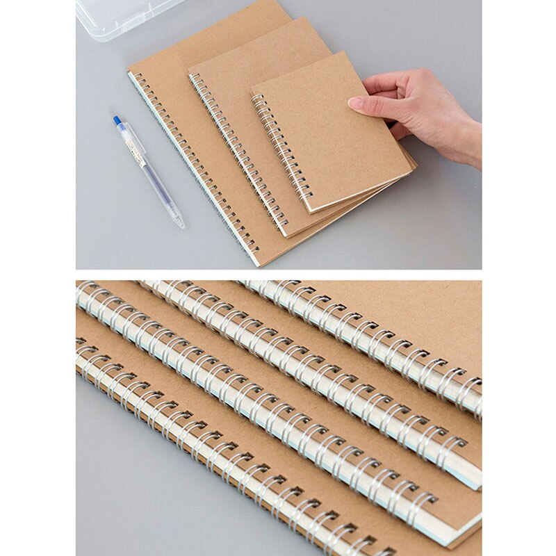 Agenda A5 Spiral Notebook Daily Planner Grid Dot Blank Line Kraft Paper DIY Sketchbook Office Supplies Stationey