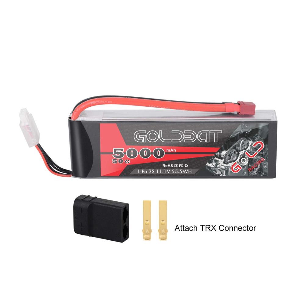 GOLDBAT 5000mAh 11.1V 3S 50C Lipo RC Batterij Hard Case met Deans T en TRX Connector voor Traxxas Axiale RC Truggy Racing
