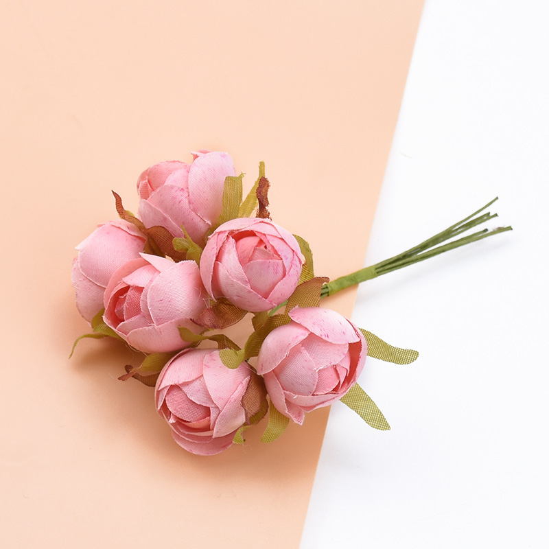 6 piezas ramo multicolor rosas de seda jarrones para decoración del hogar boda flores decorativas al por mayor guirnalda de Navidad álbum de recortes: 3