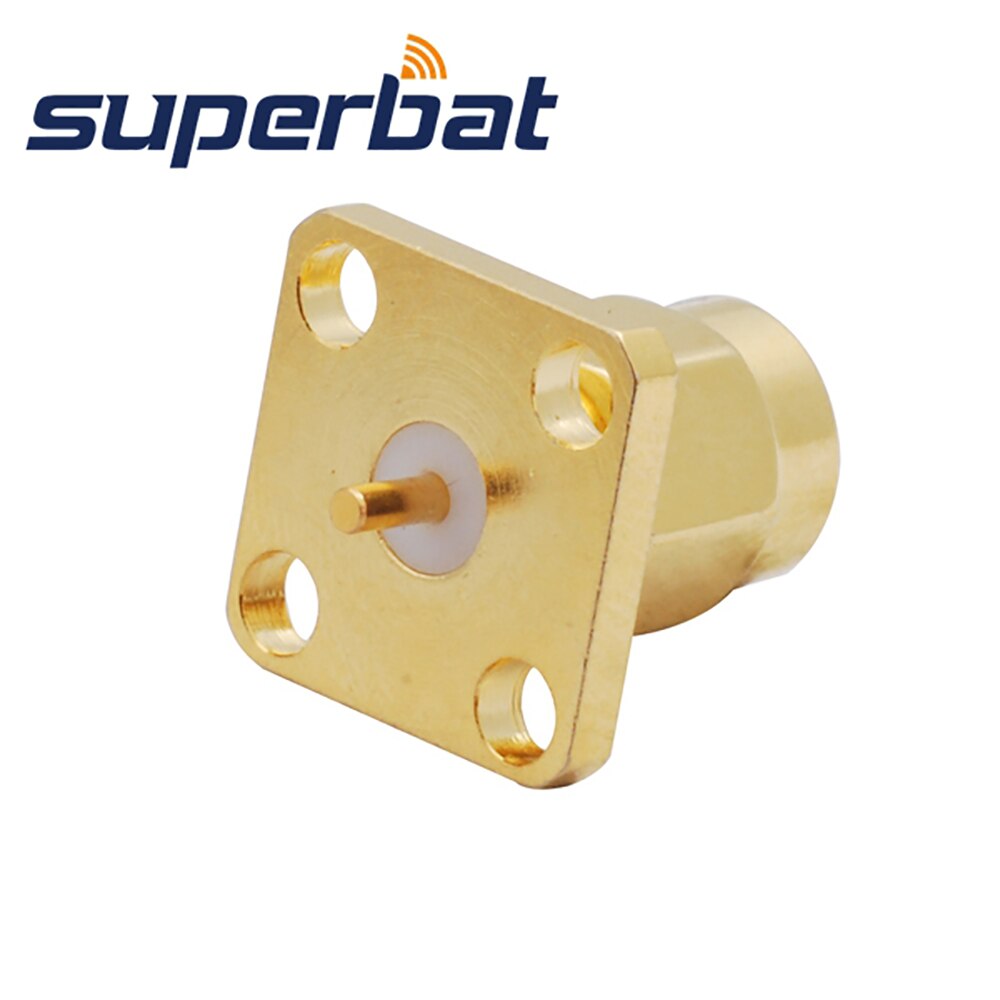 Superbat 10 Uds RP-SMA 4 agujeros Panel de montaje macho enchufe con soldadura Post Terminal conector Coaxial RF para Huawei Router USB Modem