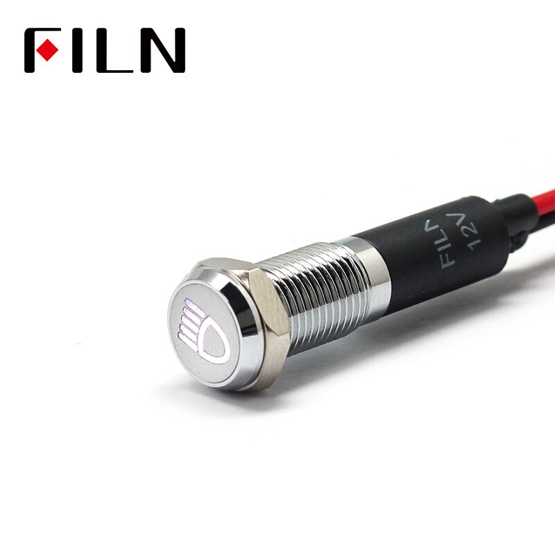 Filn 8mm auton kojelaudan kaukovalot symboli led punainen keltainen valkoinen sininen vihreä 12v led merkkivalo 20cm kaapelilla: Valkoinen hopea kuori