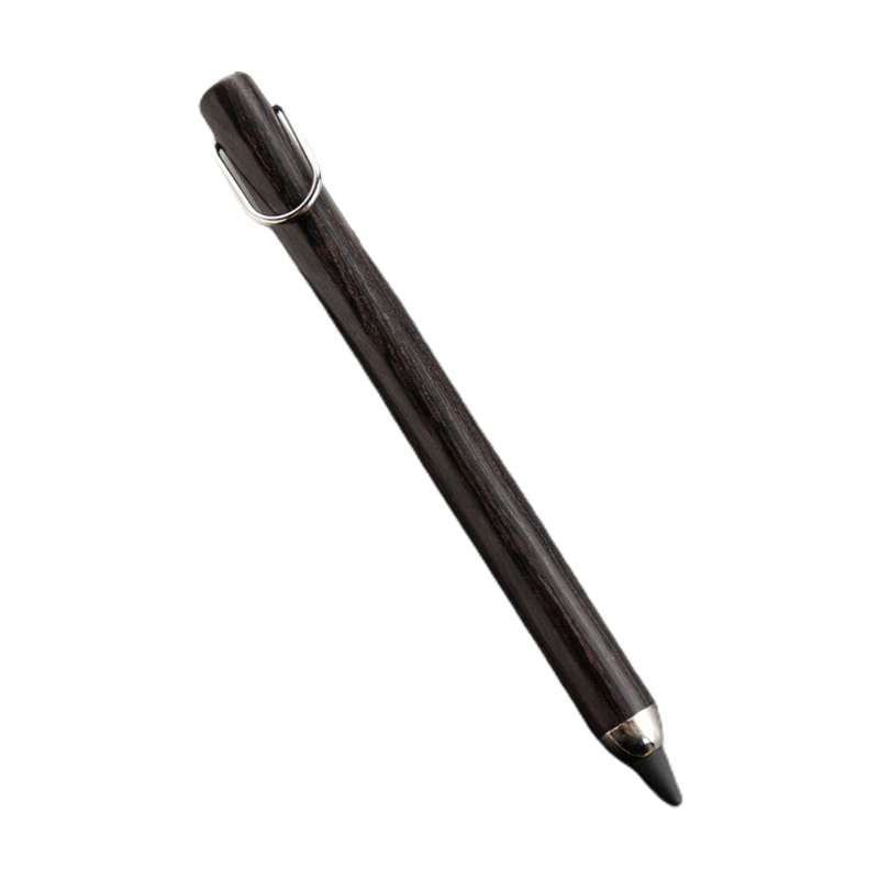 Bolígrafo sin tinta de madera borrable Retro B36C con anillo de hierro colgante, pluma de tornillo, punta para artista principiante, suministros de escritura y bocetos: Ebony