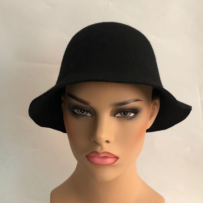 Winter Fedoras Solid Wool Warm Fedoras for Women Girl Spring Jazz Caps Wide Brim Simple Church Derby Flat Top Hats