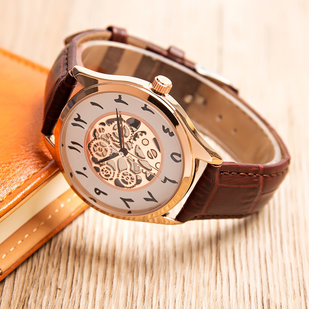 Montres arabes pour hommes, montre arabe en cuir, pour hommes