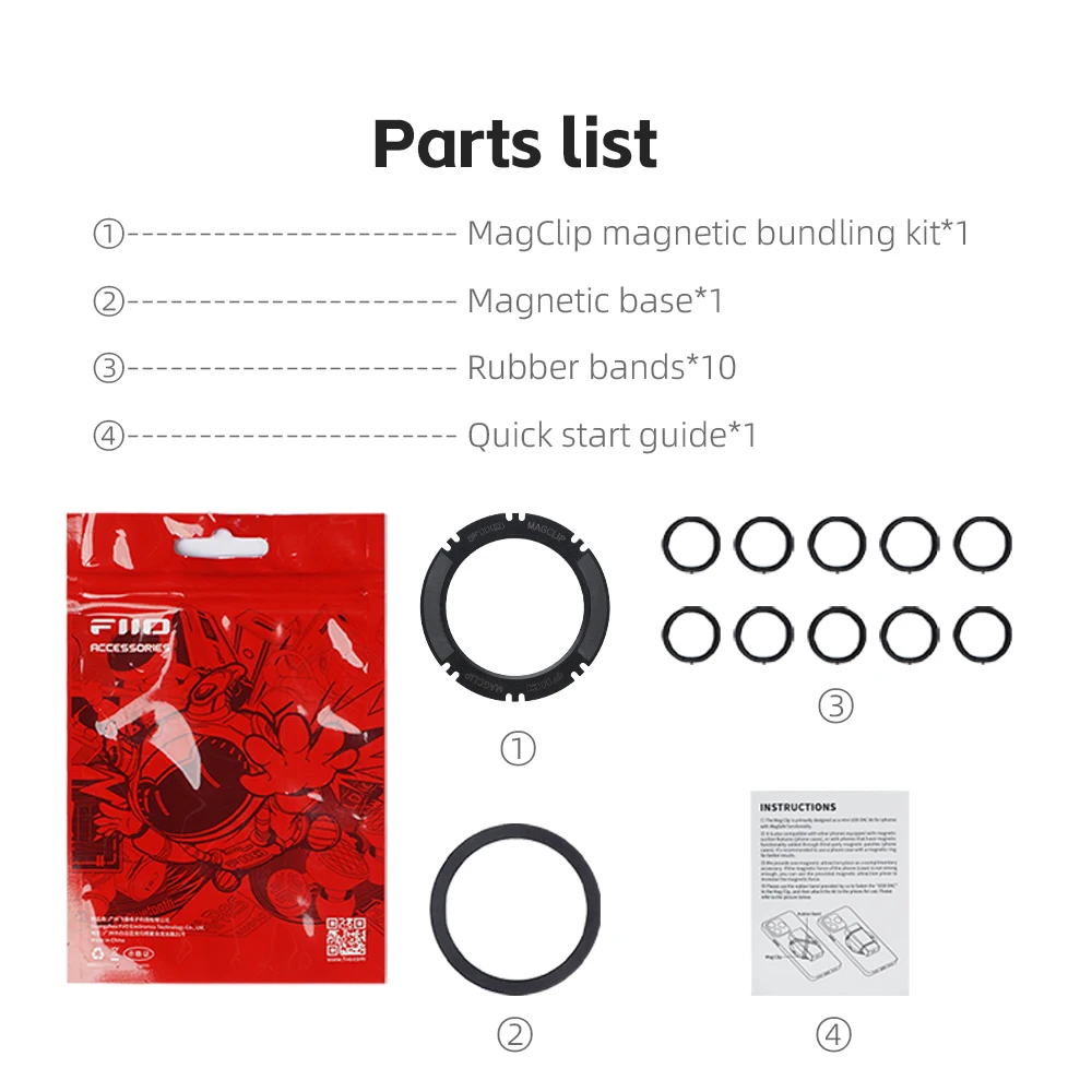 FiiO MagClip Magnetic Binding Kit Ultrastarke Nagnetic Attraction Ganzmetall für FIIO USB DAC Dongle KA17/KA13/KA5/UA4/Dawn Pro