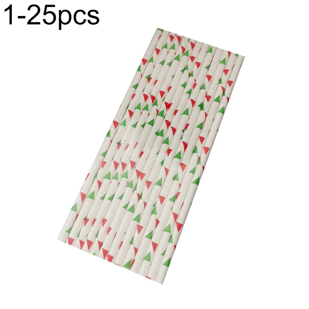 25 Stuks Kerstboom Sneeuwvlok Hoed Dot Print Wegwerp Papier Rietjes